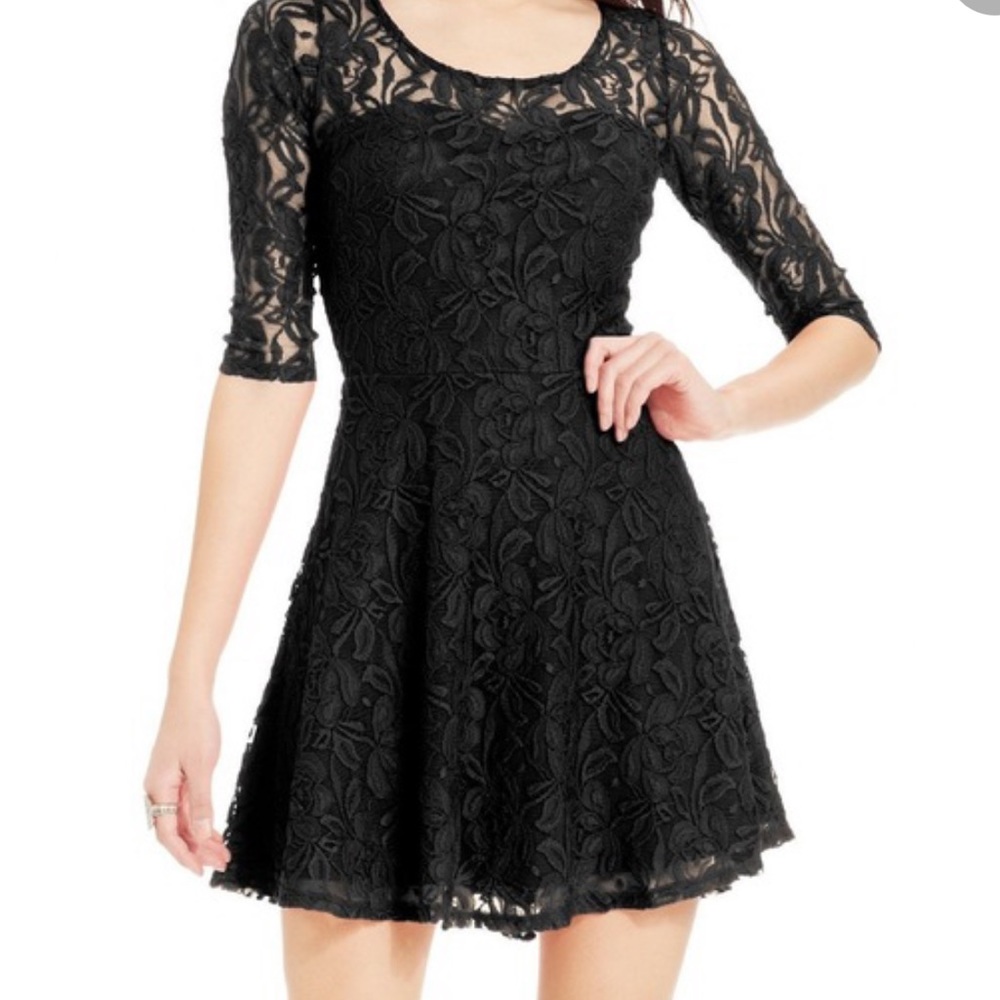 Material Girl Black Lace Skater Skirt Dress